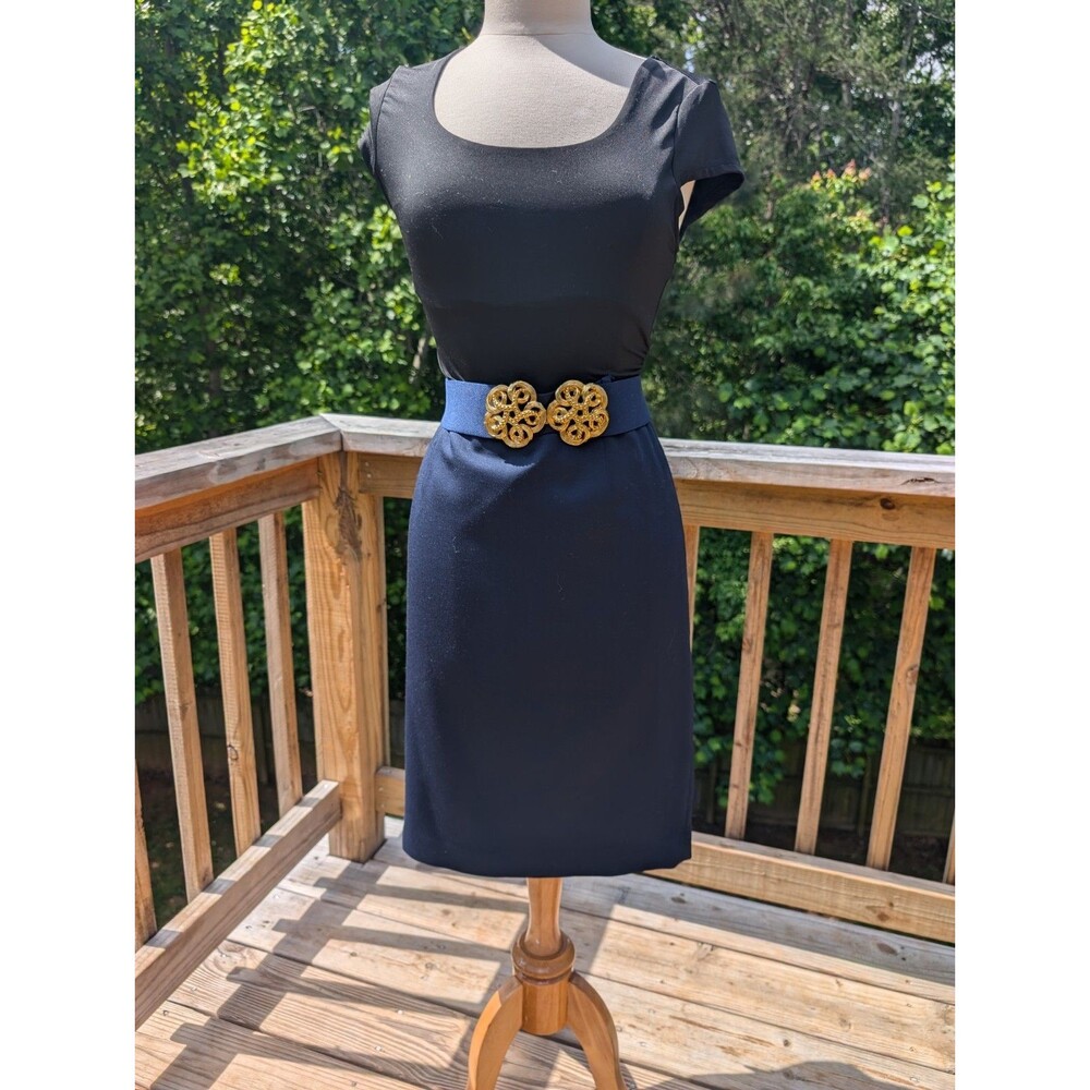 Vintage Pendleton Pencil Skirt Navy Blue Work Business Virgin Wool USA 6